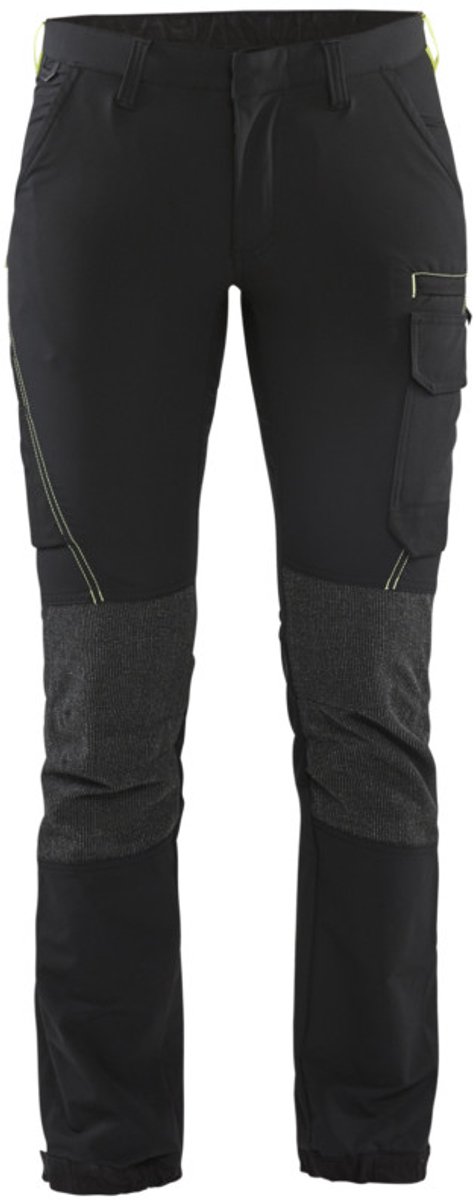 Blåkläder Dames Service werkbroek 4-weg stretch 71221645 | Zwart/High-Vis Geel | Maat 44 - 7330509728932
