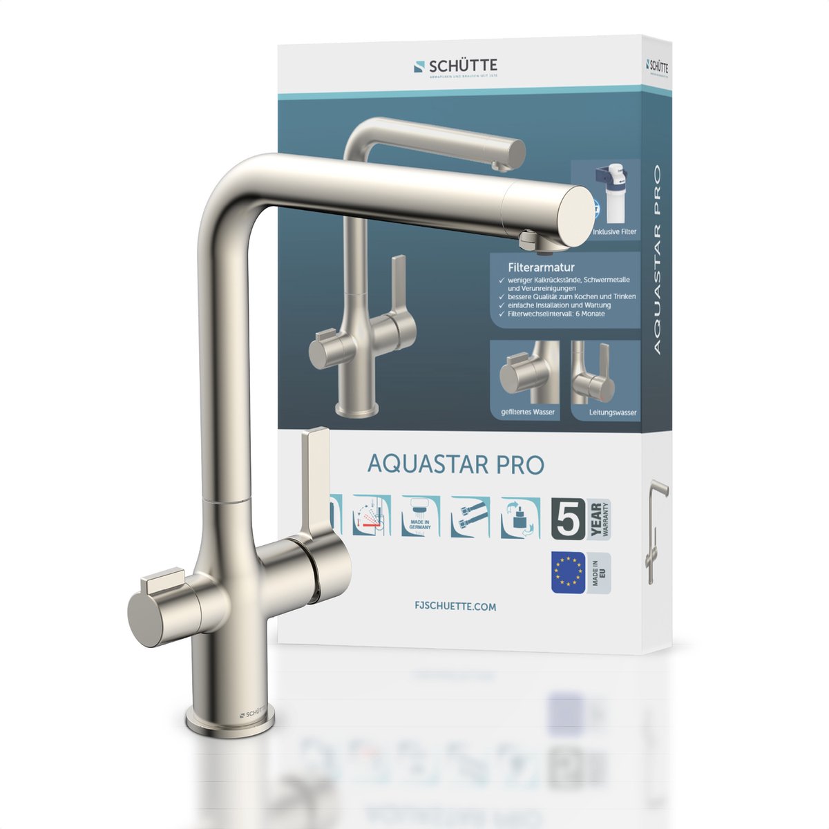 Schutte AQUASTAR PRO drinkwater keukenkraan met filtersysteem | RVS look - 99805