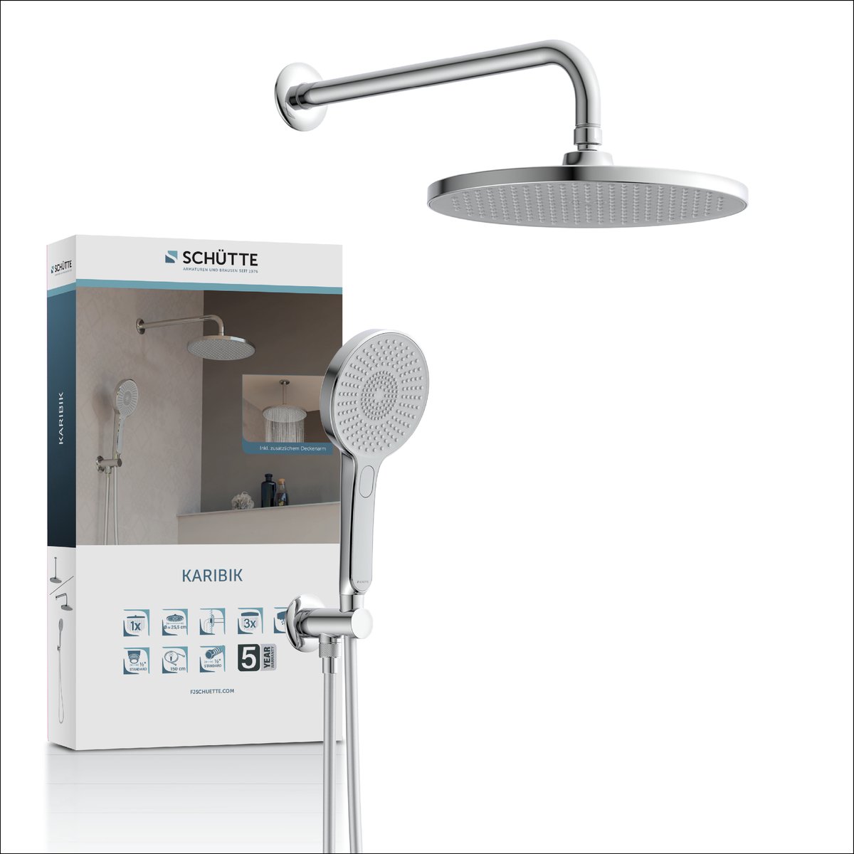 Schutte KARIBIK Complete doucheset | Chroom/lichtgrijs - 60400