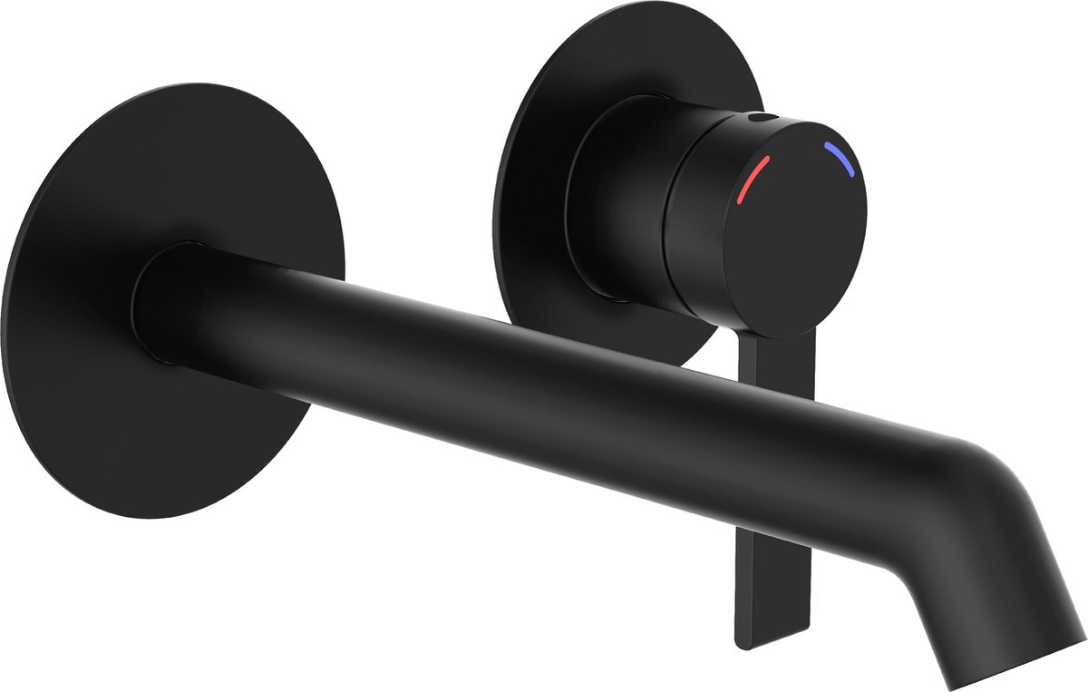 Schutte LOS ANGELES Wastafelkraan | Mat zwart | Voor wandmontage - 33166