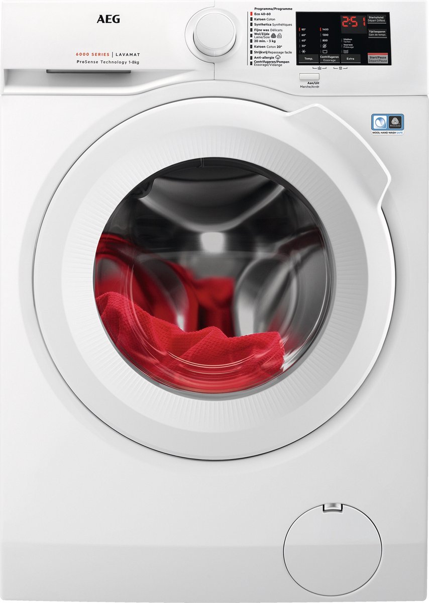 AEG LF62R840 6000 serie ProSense® – Wasmachine- Energielabel A - 1400 toeren - 8gk - NL/FR