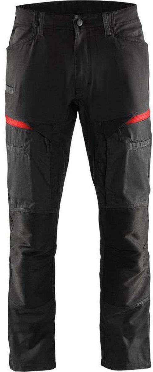 Blåkläder Service werkbroek met stretch 14561845 | Zwart/Rood | Maat 50 - 7330509651506
