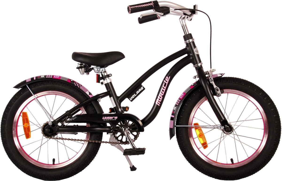 Volare Miracle Cruiser Kinderfiets - Meisjes- 16 inch - Mat Zwart - Prime Collection