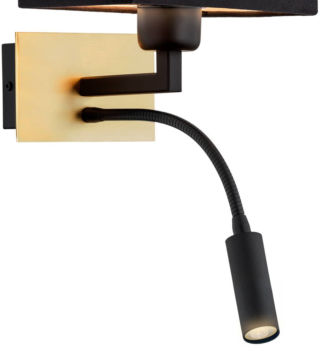 Euluna - Harry Square Wandlamp Messing /Zwart/Zwart