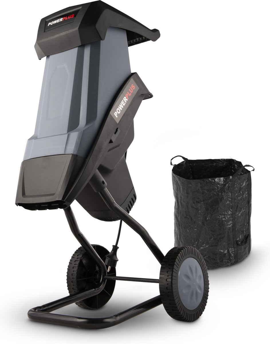Powerplus POWEG5011 Elektrische Hakselaar Versnipperaar - 2400W - Max.Ø40mm - Incl. duwstok, wielen en 50L opvangzak - Heggen, bomen en haag - Tuinonderhoud