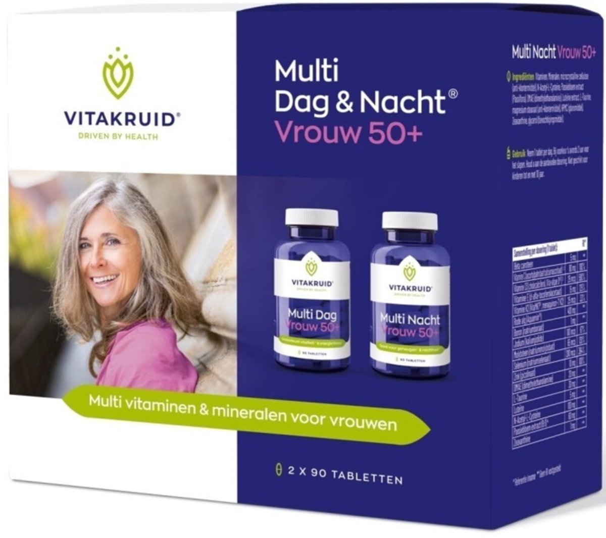 Gratis Verzending: 2x Vitakruid Vrouw 50+ Multi Dag Nacht 2x90 tabletten