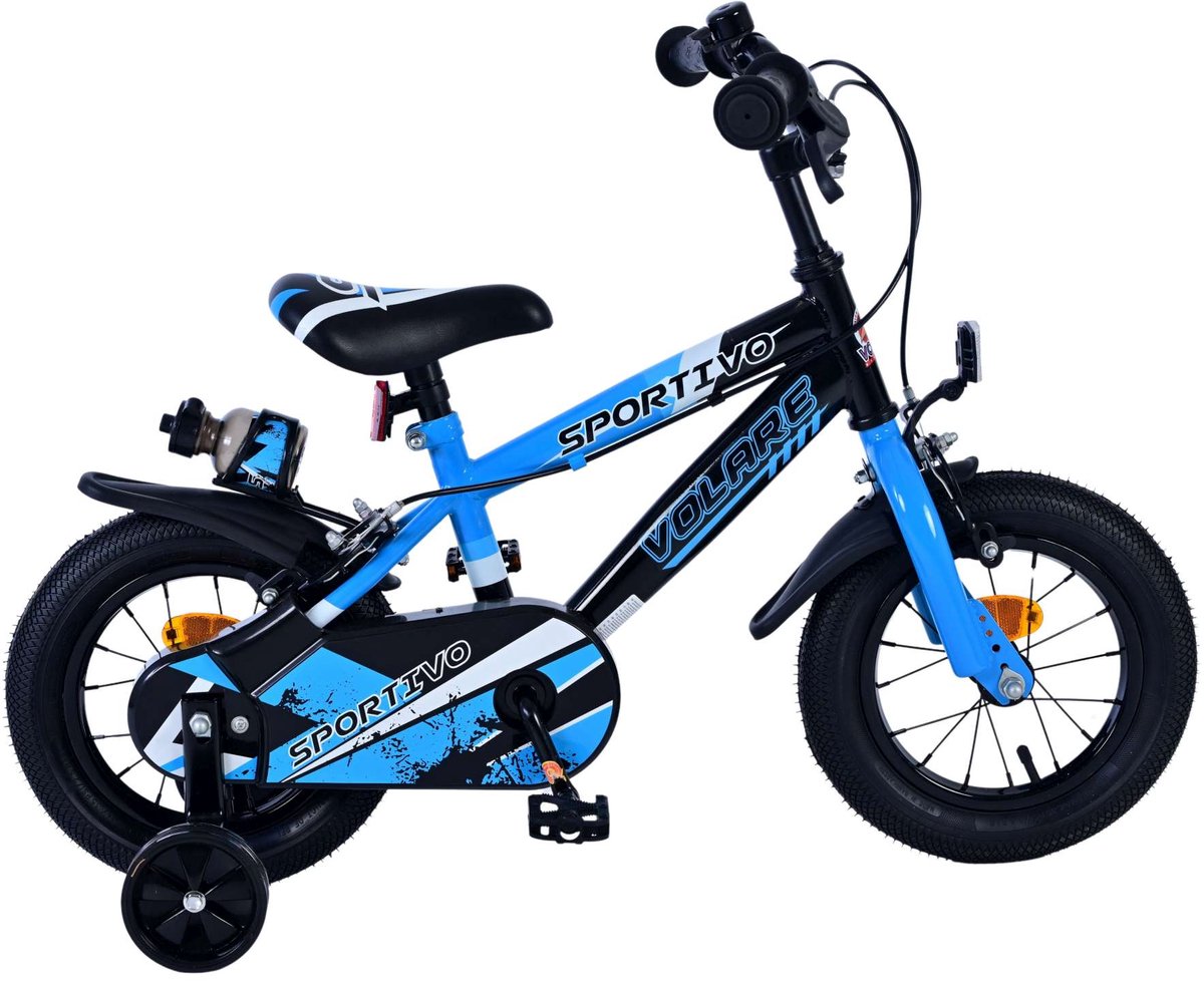 Volare Sportivo Kinderfiets - Jongens - 12 inch - Blauw Zwart -