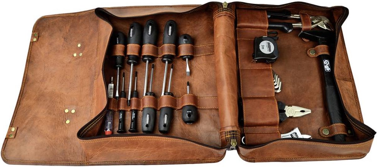 Brüder Mannesmann Gereedschapset in leren tas 24 dlg - 29048