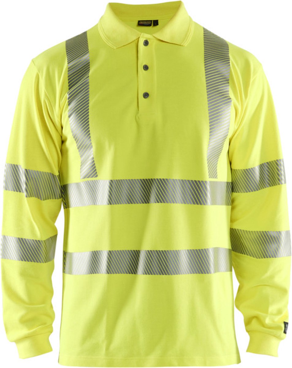 Blåkläder Multinorm piqué polo lange mouw 34391726 | High-Vis Geel | Maat M - 7330509536520