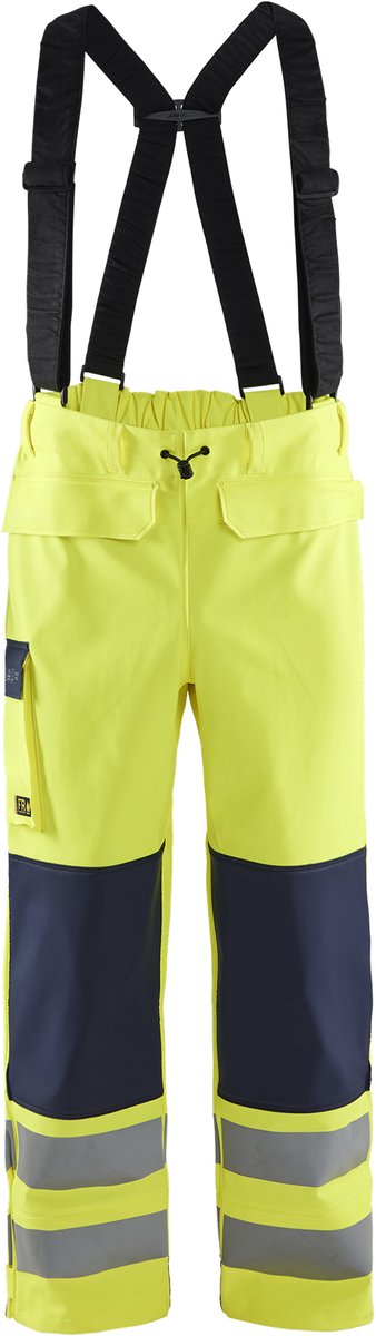 Blåkläder Vlamvertragende regenbroek LEVEL 2 13132022 | High-Vis Geel/Marineblauw | Maat M - 7330509783610