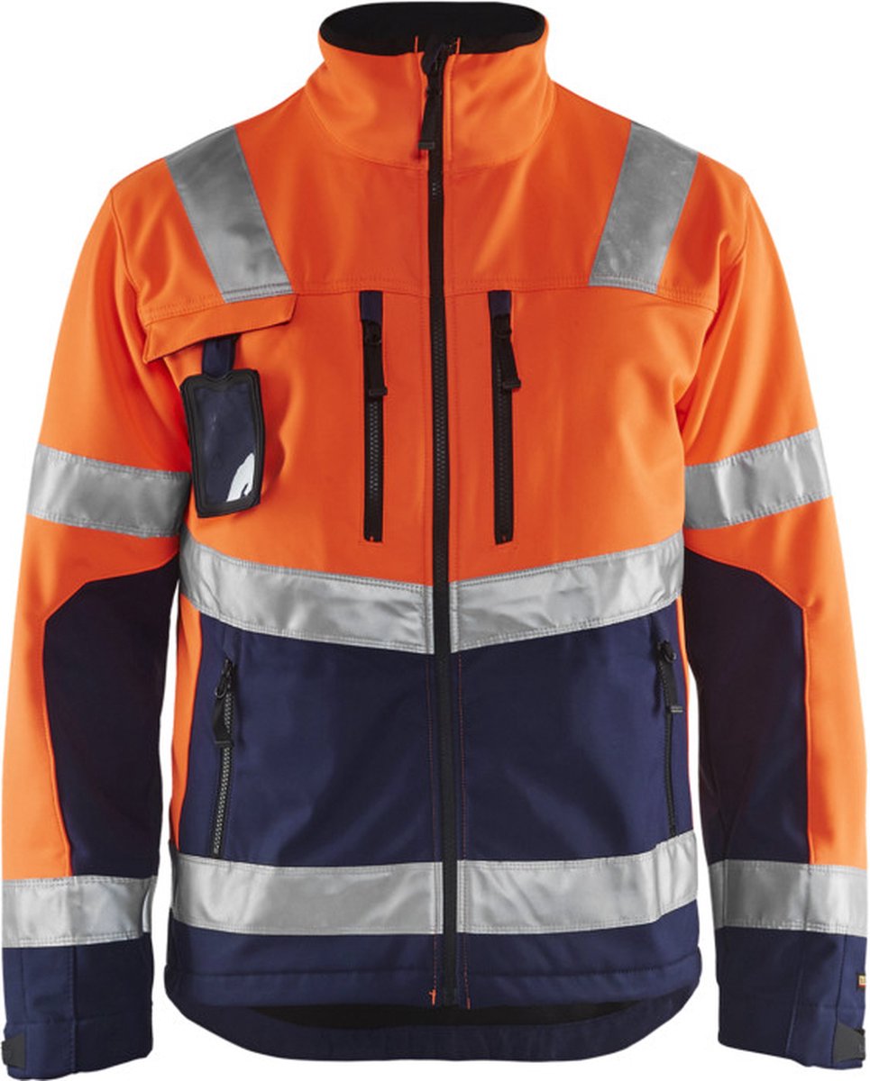 Blåkläder Softshell jack High-Vis 49002517 | High Vis Oranje/Marineblauw | Maat XXL - 7330509445983