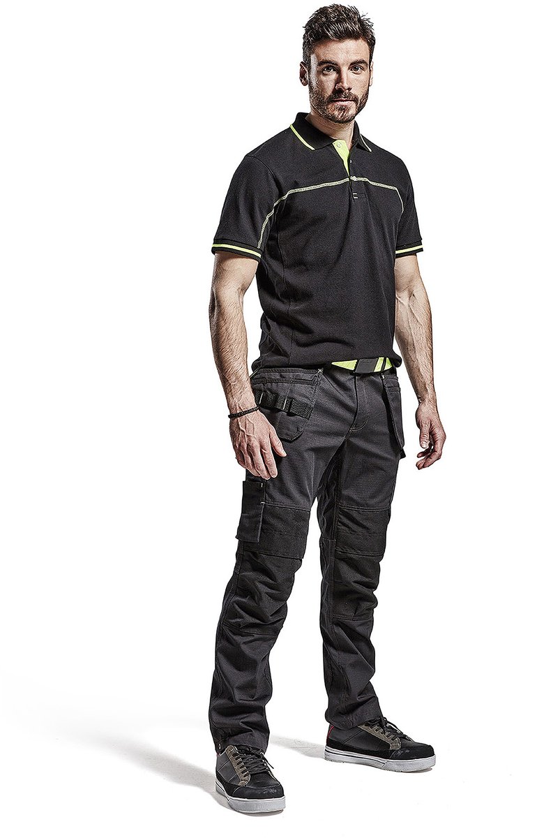 Blåkläder Service werkbroek met stretch en spijkerzakken 14961330 | Zwart/High-Vis Geel | Maat 58 - 7330509548653