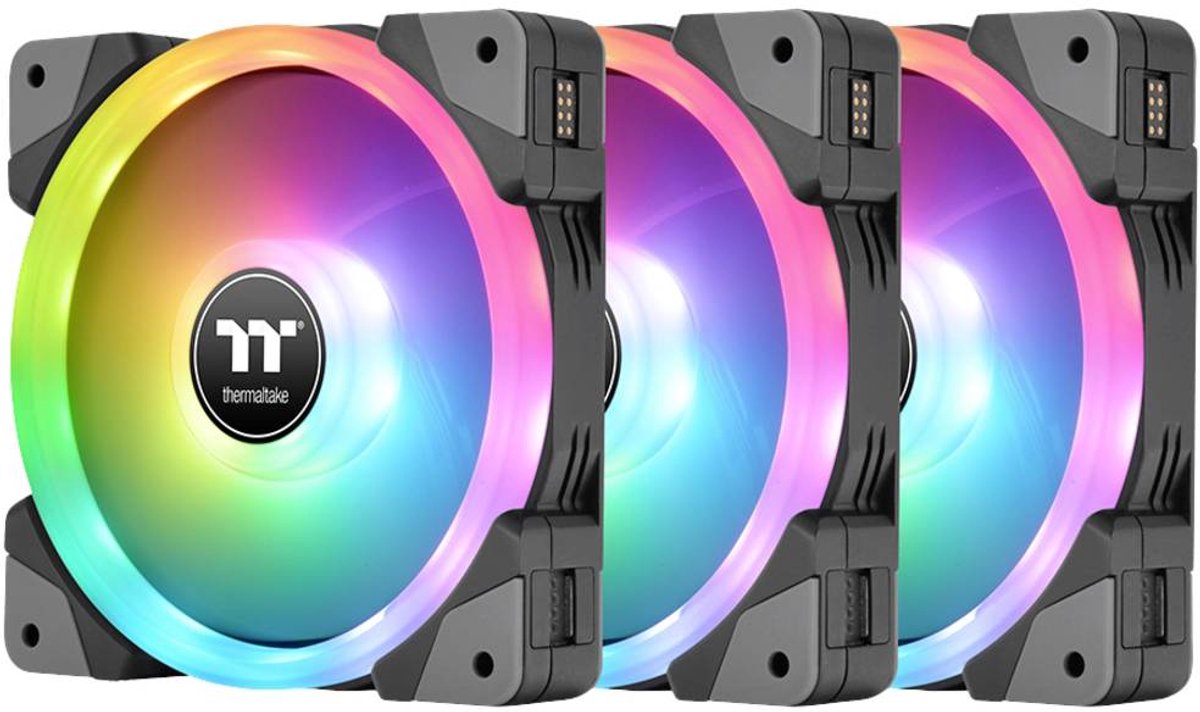 Thermaltake CL-F144-PL14SW-A PC-ventilator Zwart, Transparant, RGB (b x h x d) 140 x 140 x 25 mm Incl. RGB-verlichtingsbesturing