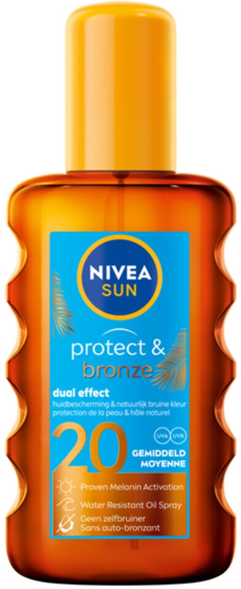 6x Nivea Sun Protect&Bronze Olie Spray SPF 20 200 ml