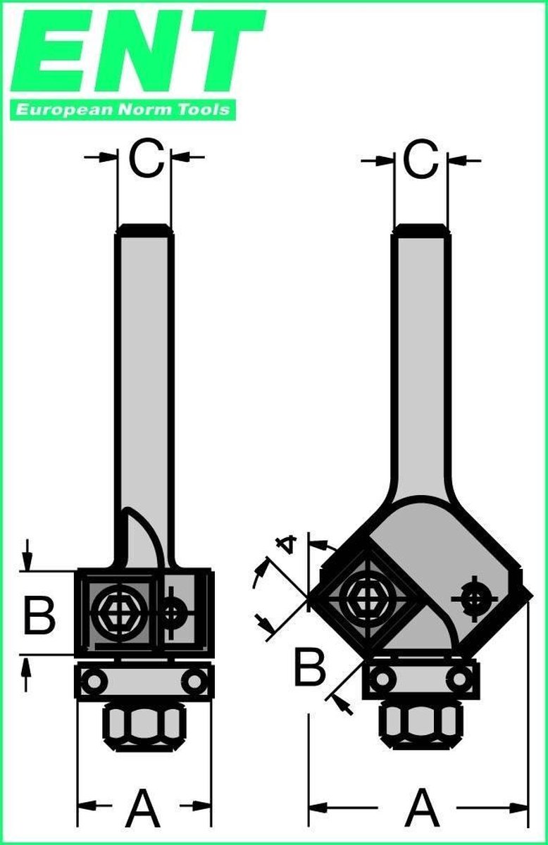 ENT Wisselmes kantenfrees HM 0 graden, A/B 19/12mm kolf 8mm - 7920290 - 7920290