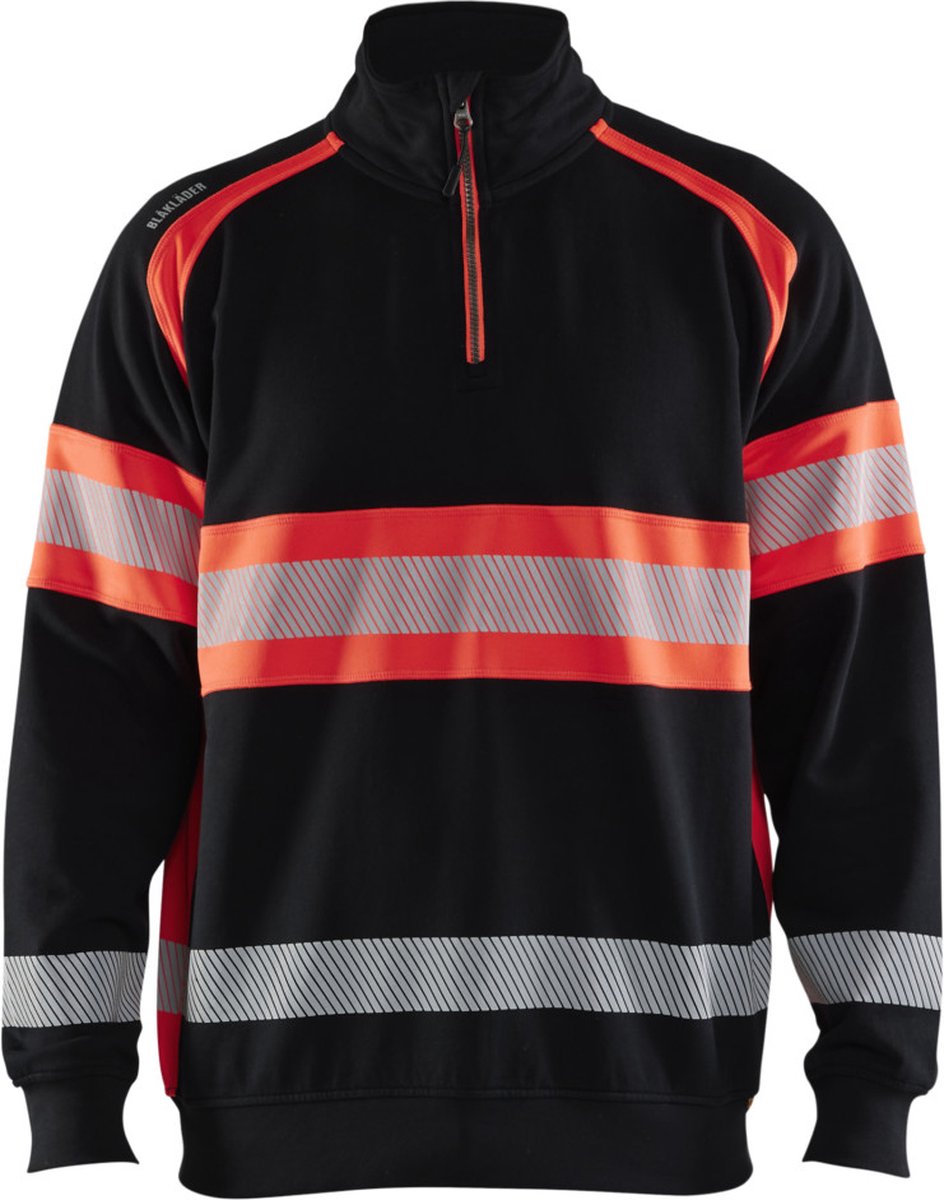 Blåkläder High-Vis Sweater 35531158 | Zwart/High-Vis Rood | Maat XL - 7330509830901