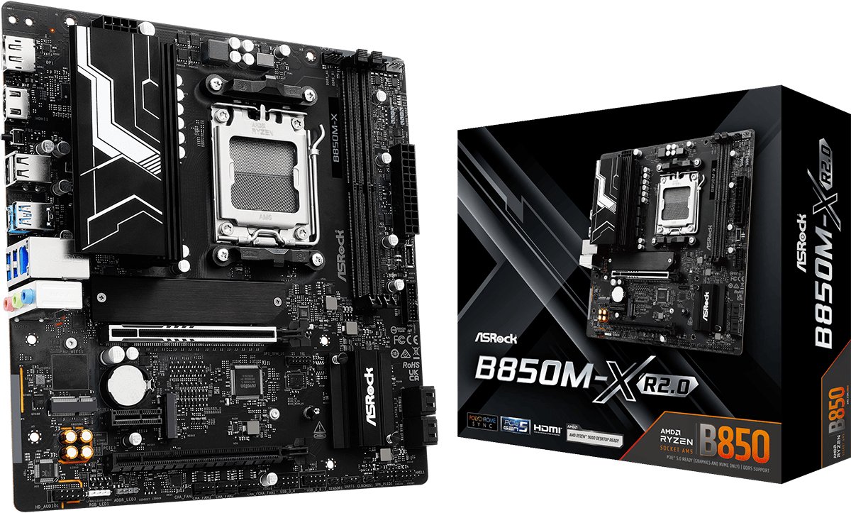 ASRock B850M-X Moederbord Socket AMD AM5 Vormfactor Micro-ATX Moederbord chipset AMD® B850