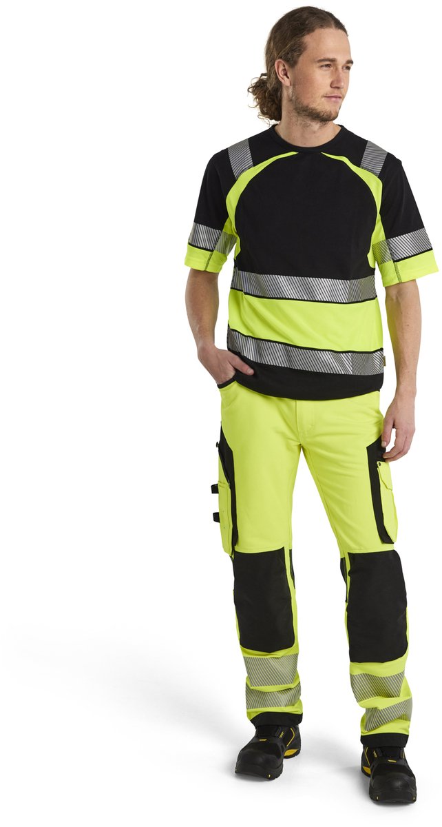 Blåkläder High-Vis werkbroek met 4-weg stretch zonder spijkerzakken 11971642 | High Vis Geel/Zwart | Maat 48 - 7330509840528