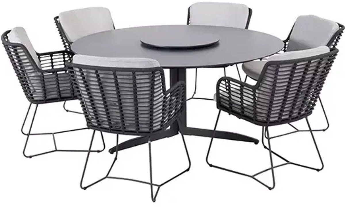 Fabrice Embrace diningset met Lazy Suzan - 4so