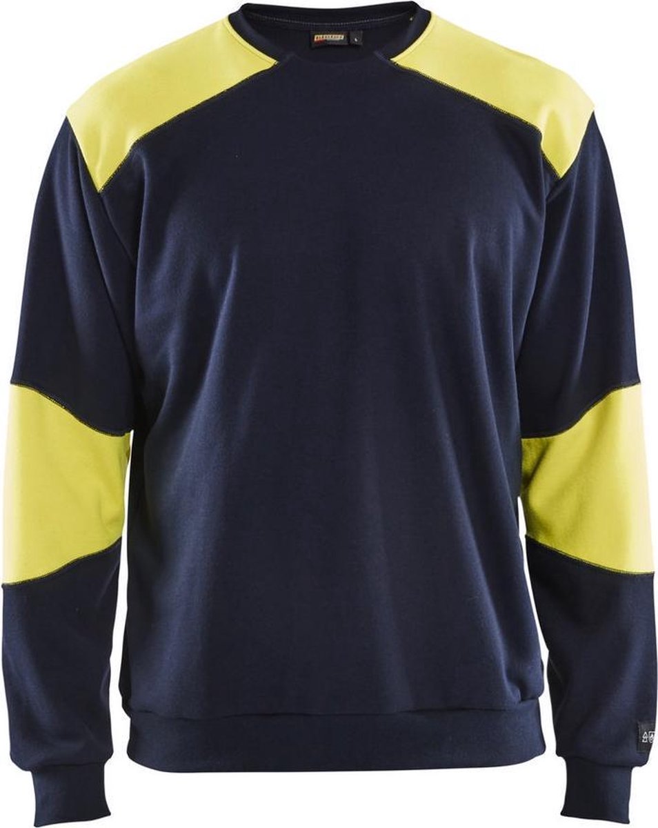 Blåkläder FR Sweatshirt 34581760 | Marine/High-Vis Geel | Maat 3XL - 7330509663967
