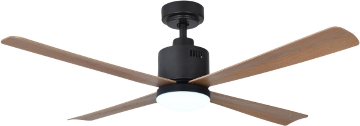 Evolar EVO-CF52BWD - Plafondventilator - Dimbare LED-verlichting - Hout/Zwart - 5 bladen