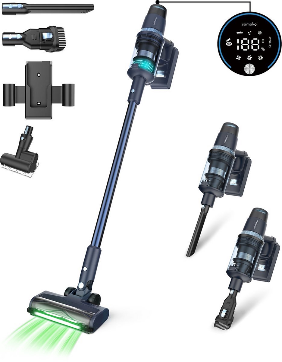 Steelstofzuiger CleanDetect 450W - Kruimeldief - Draadloos - 4 Opzetstukken - Stofzuiger - Zonder za