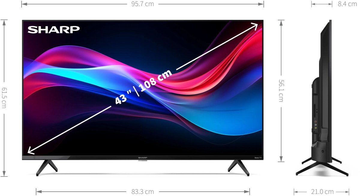 Sharp LED-TV 108 cm 43 inch Energielabel F (A - G) Zwart