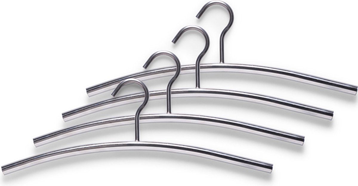 Zeller Kledinghanger - 28x - RVS - 44 cm- jassen hanger / kapstok -