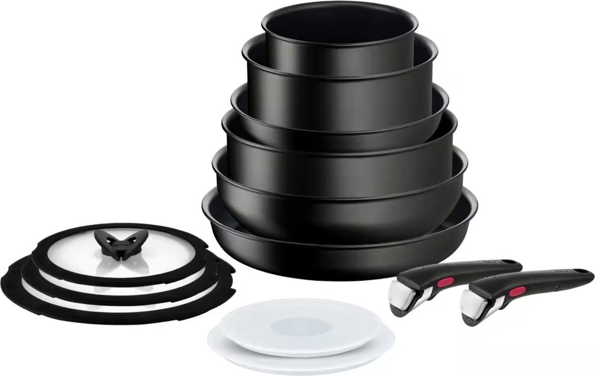 Tefal Ingenio Unlimited - Pannenset 13-delig - Inductie - Zwart (2 stuks)
