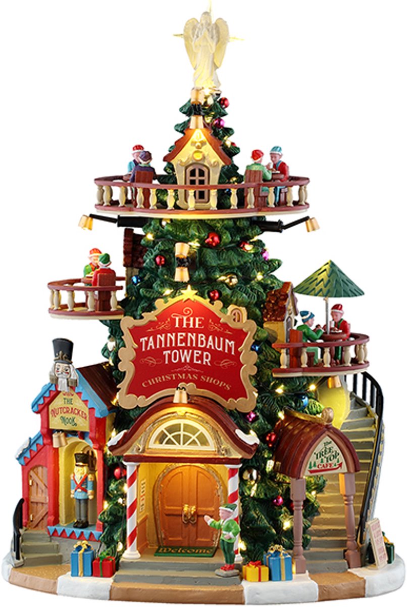 Kerstdorpminiatuur The Tannenbaum Tower Christmas Shops 23x26x37 cm - Lemax