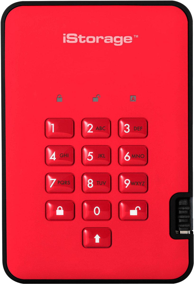 diskAshur2 SSD 2TB Rood - Veilige draagbare Solid State Drive - Beveiligd met een wachtwoord - Stofdicht en waterdicht - Hardwarematige versleuteling