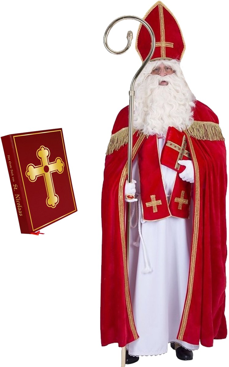 Sinterklaas verkleed kostuum - compleet - inclusief het grote boek van Sinterklaas One size -