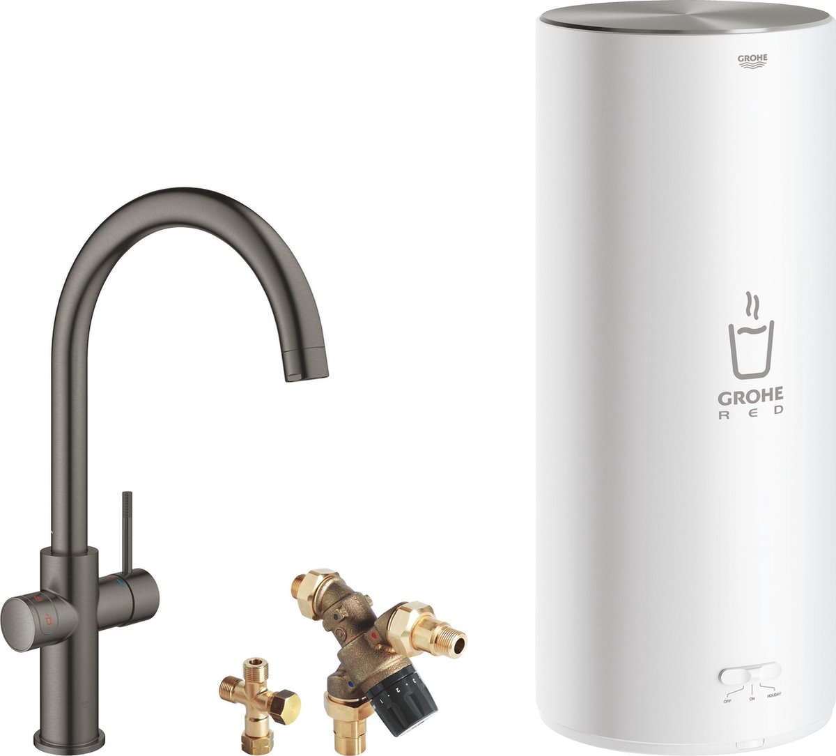GROHE Red 3IN1 - Kokendwaterkraan - 7L boiler - C-uitloop - hard graphite geborsteld