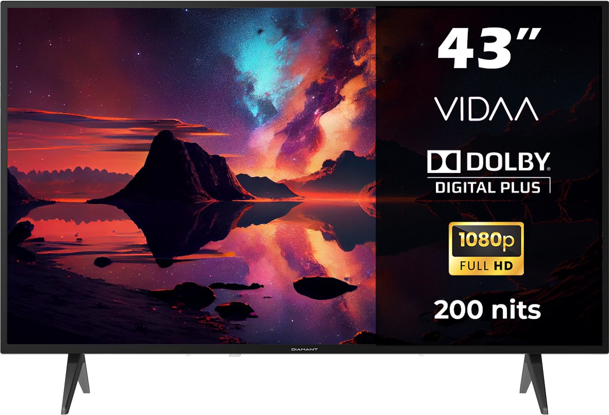 Horizon Smart TV 43 inch - Full HD LED - WiFi - Netflix - Dolby Digital Plus - Schermdeling - Laag E