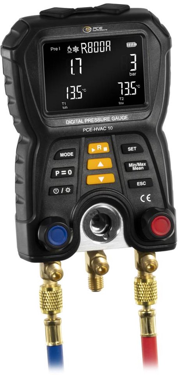PCE Instruments Drukverschilmeter Druk, Temperatuur -1 - 60 bar Met temperatuurmeting, Externe sensor