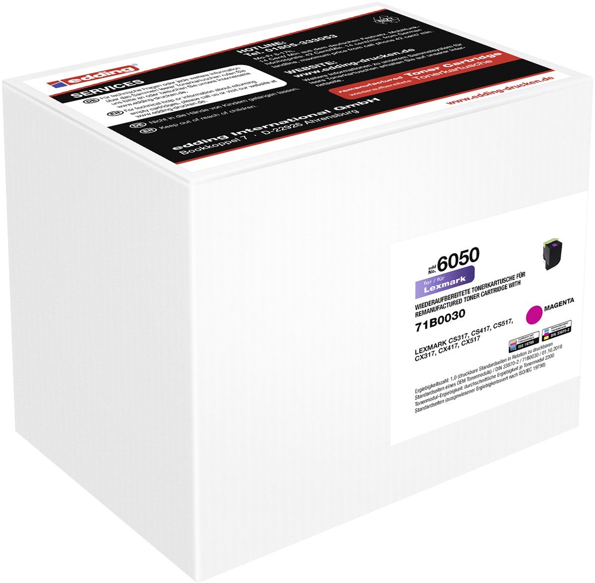 Edding Toner vervangt Lexmark 71B0030 / 71B20M0 Compatibel Magenta 2300 bladzijden EDD-6050 18-6050