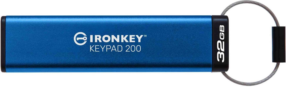 Kingston IronKey Keypad 200 USB-stick Retail 32 GB Blauw IKKP200/32GB USB-A 3.2 Gen 1