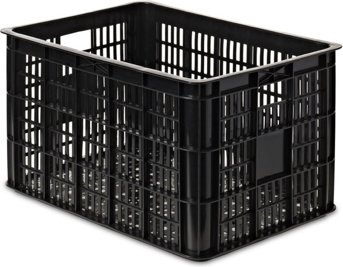 Benson Fietskrat - 5x stuks - zwart - 50 x 35 x 26 cm - kunststof - opbergkrat -