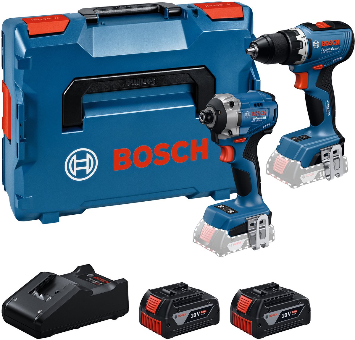 Bosch 18V Accu Schroefboormachine (GSR 18V-65)&Slagschroevendraaier (GDR 18V-215) Combiset (2x 5.0Ah Accu + Lader)