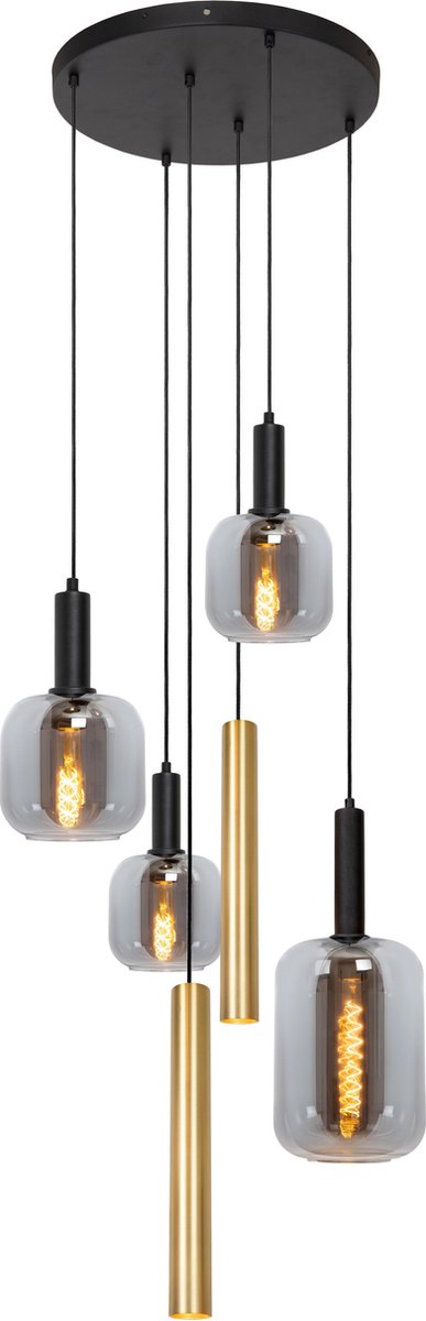 Lucide JOANET Tube - Hanglamp - 65 cm - 4xE27 - Messing