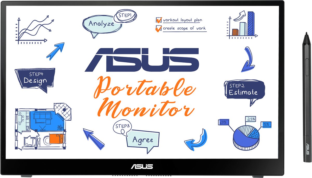 ASUS ZenScreen MB14AHD - Monitor 14"Full HD IPS - Zwart