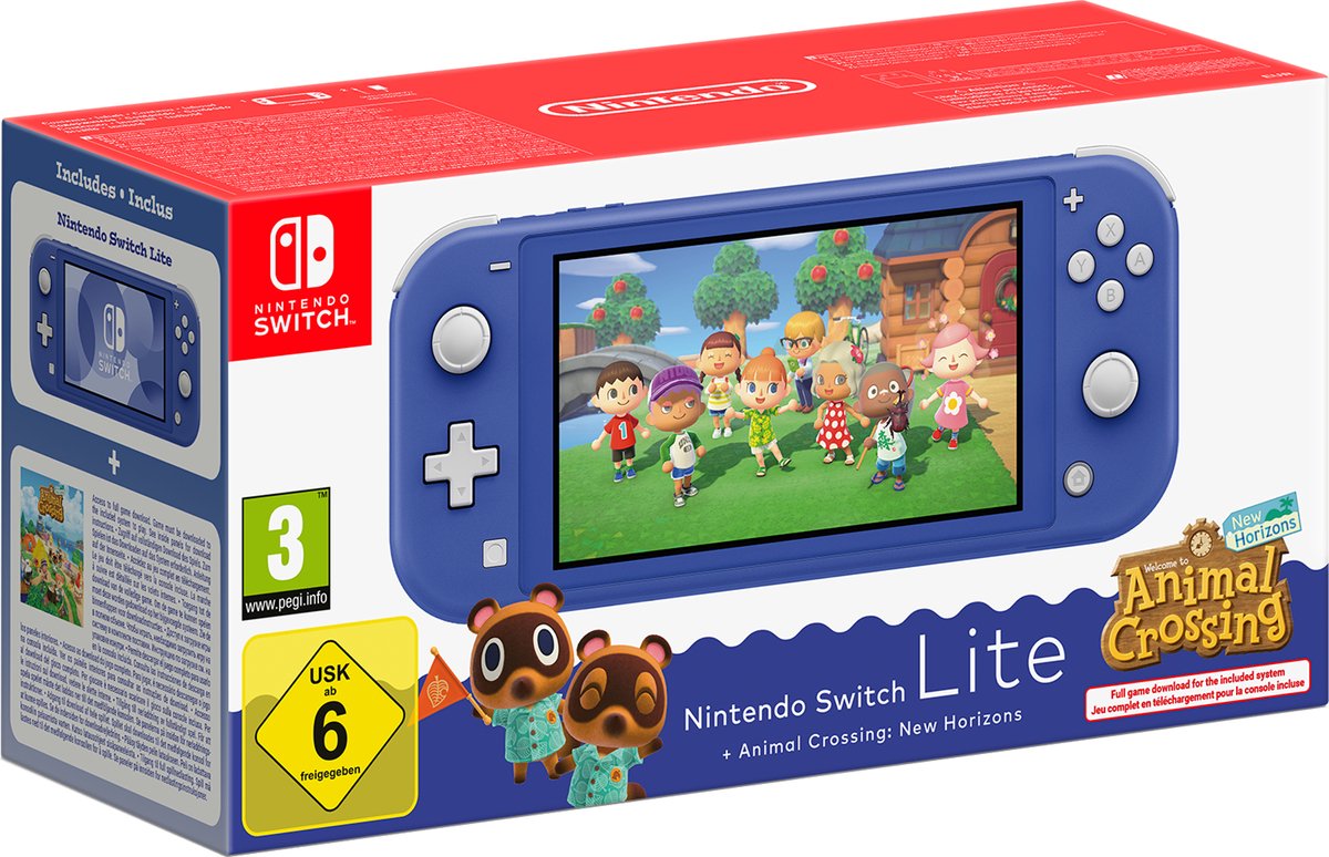 Nintendo Switch Lite (Blue) + Animal Crossing New Horizon (Digital)