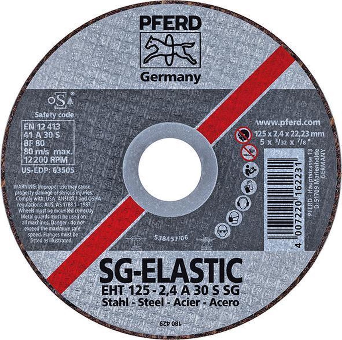 PFERD TOOLS SG STEEL 61328131 Doorslijpschijf recht 230 mm 25 stuk(s) Staal