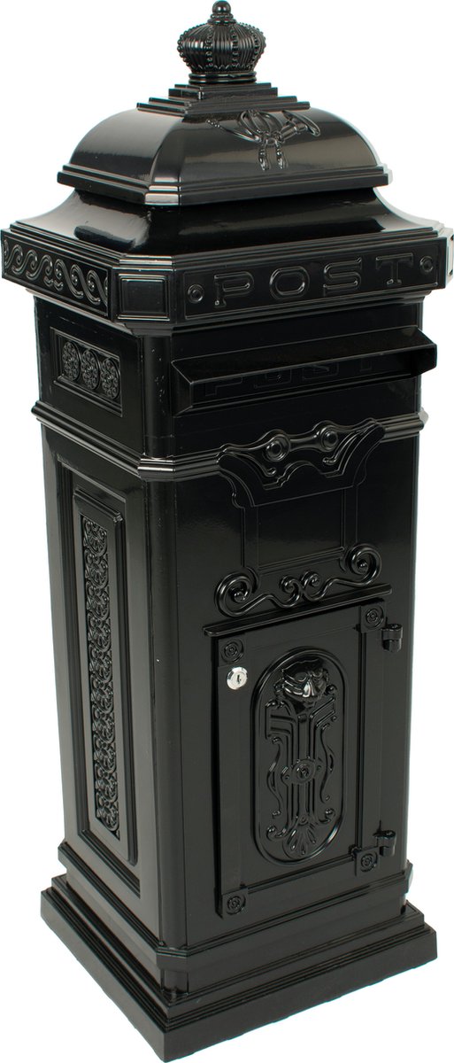 Nostalgische kolom brievenbus - zwart - 36,5x33x110 cm