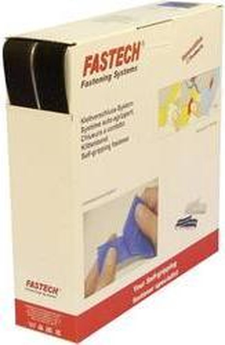 FASTECH® B30-SKL999925 Klittenband Om vast te plakken Hotmelt Haak- en lusdeel (l x b) 25000 mm x 30 mm Zwart 25 m