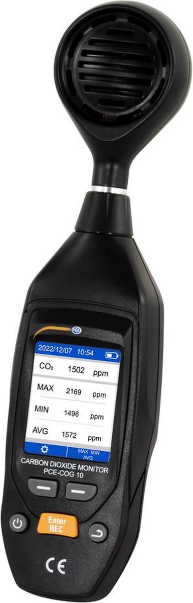 PCE Instruments CO₂-meter 0 - 9999 ppm Met temperatuurmeting, Met datalogger, Met USB-interface Kalibratie Fabrieksstandaard (zonder certificaat)