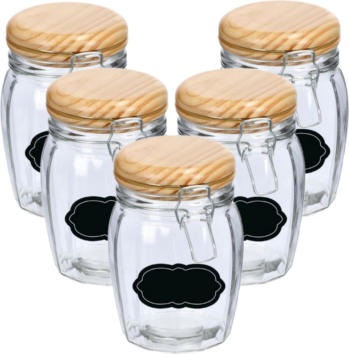 Weckpot/inmaakpot - 10x - 820 ml - glas - met beugelsluiting - incl. etiketten -