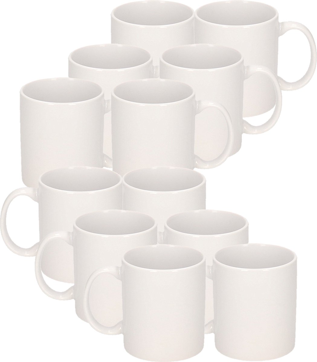 Koffiemokken Basic model - 30x - keramiek - wit - 300 ml - voor kantoor/kantine -