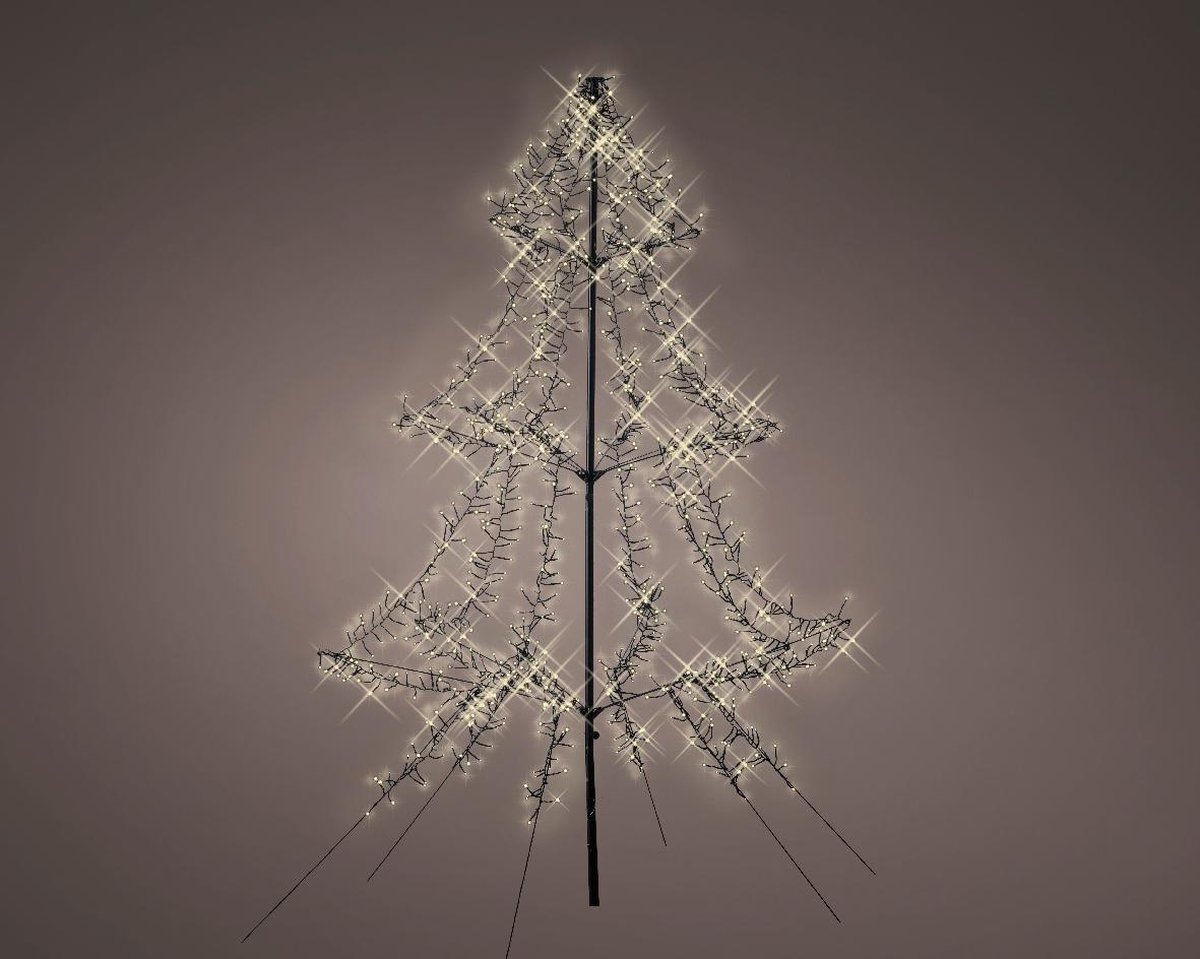 Lichtboom - zwart - 200 cm - metaal - 1200 led lichtjes - warm wit - verlichte kerstboom -