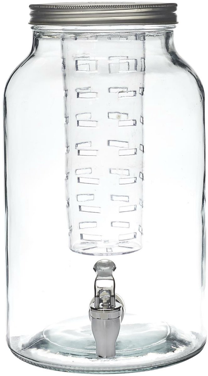 Home Deco Factory Drankdispenser - 5.5 liter - glas - limonadetap - waterdispenser - met infuser -